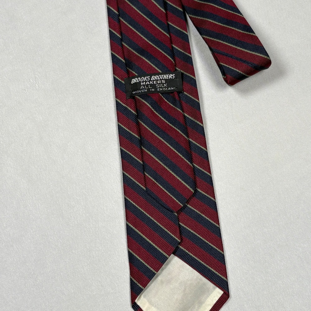 Brooks Brothers Makers Tie Repp Stripe Woven In England Burgundy Navy Silk